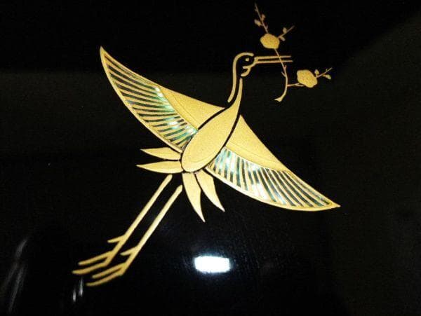 平安象彦 松喰鶴蒔絵 螺鈿 写真帳 本漆器