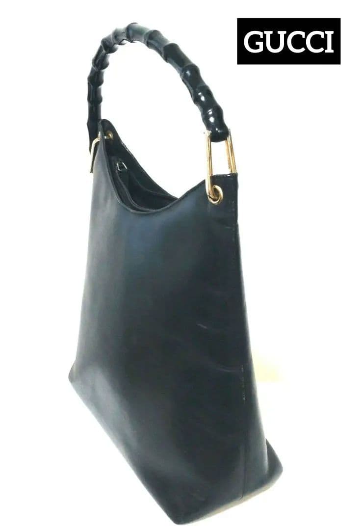訳あり GUCCI グッチ バンブー ショルダーバッグ ハンドバッグ 黒
