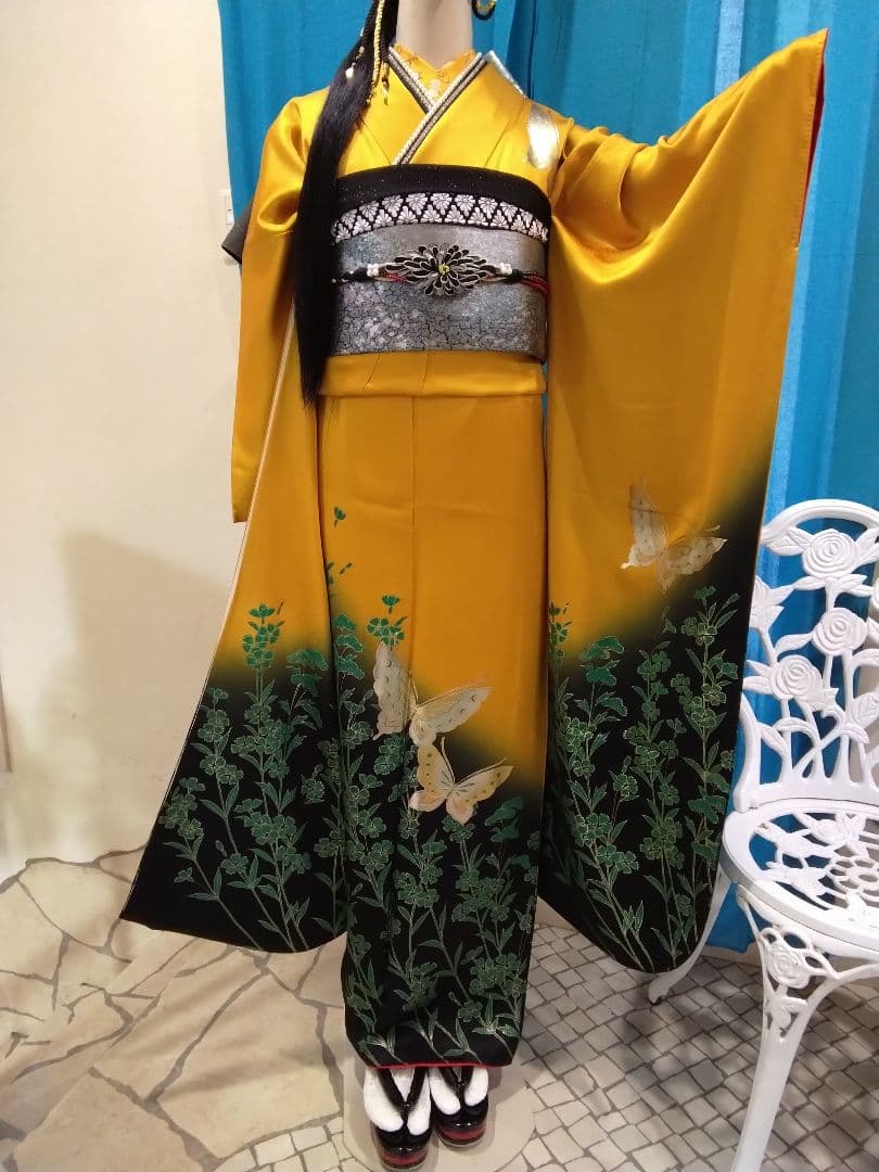 【専用】振袖フルセット、正絹振袖成人式、半襟重ね衿、帯揚げ帯締め、袋帯、長襦袢⑩