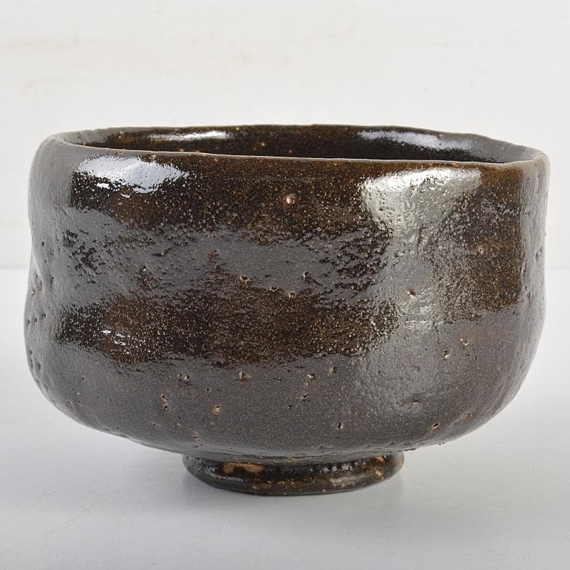 楽吉左衛門　九代了入作　黒楽茶碗　仕覆付　宗左（惺斎）極め箱　M　R7055