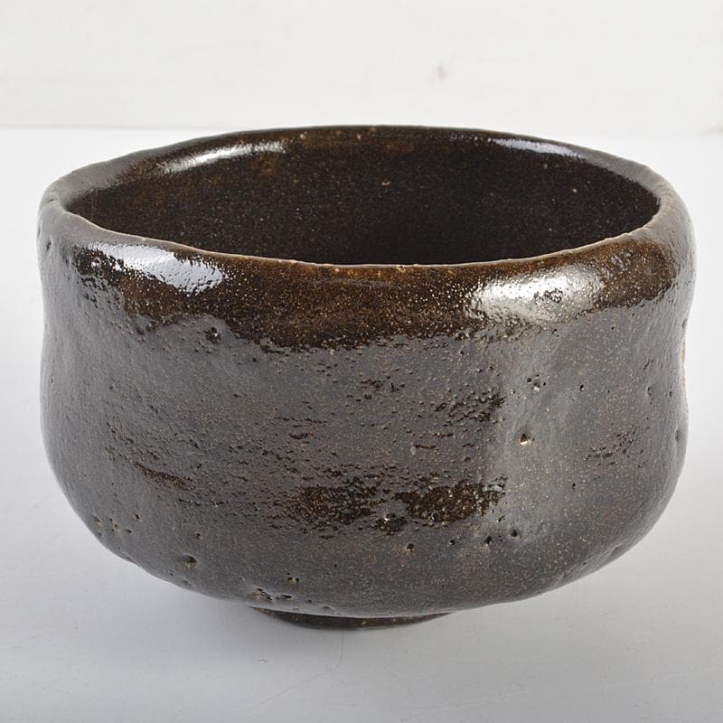 楽吉左衛門　九代了入作　黒楽茶碗　仕覆付　宗左（惺斎）極め箱　M　R7055