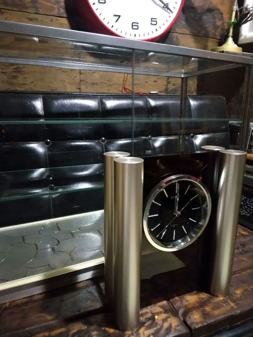 70年代　ミッドセンチュリー　SEIKO セイコー　置時計　運針　無音　メタル