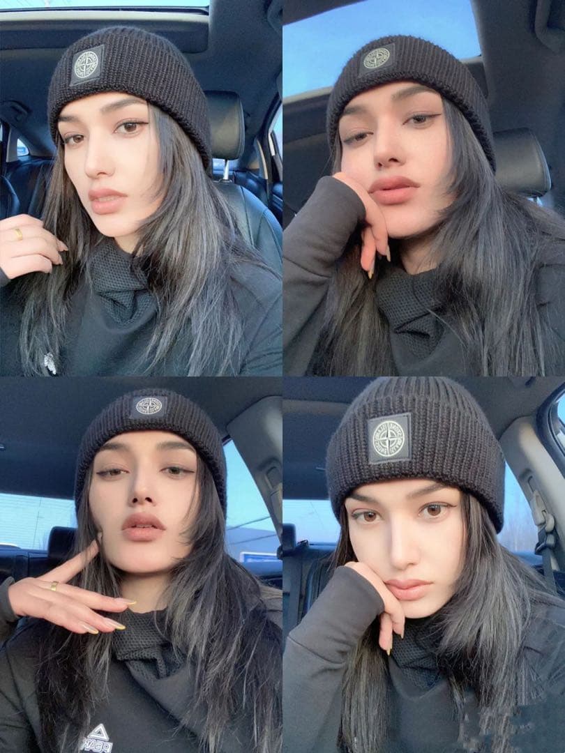 男女兼用◇STONE  ウール ロゴ ビーニー ニット帽 紺