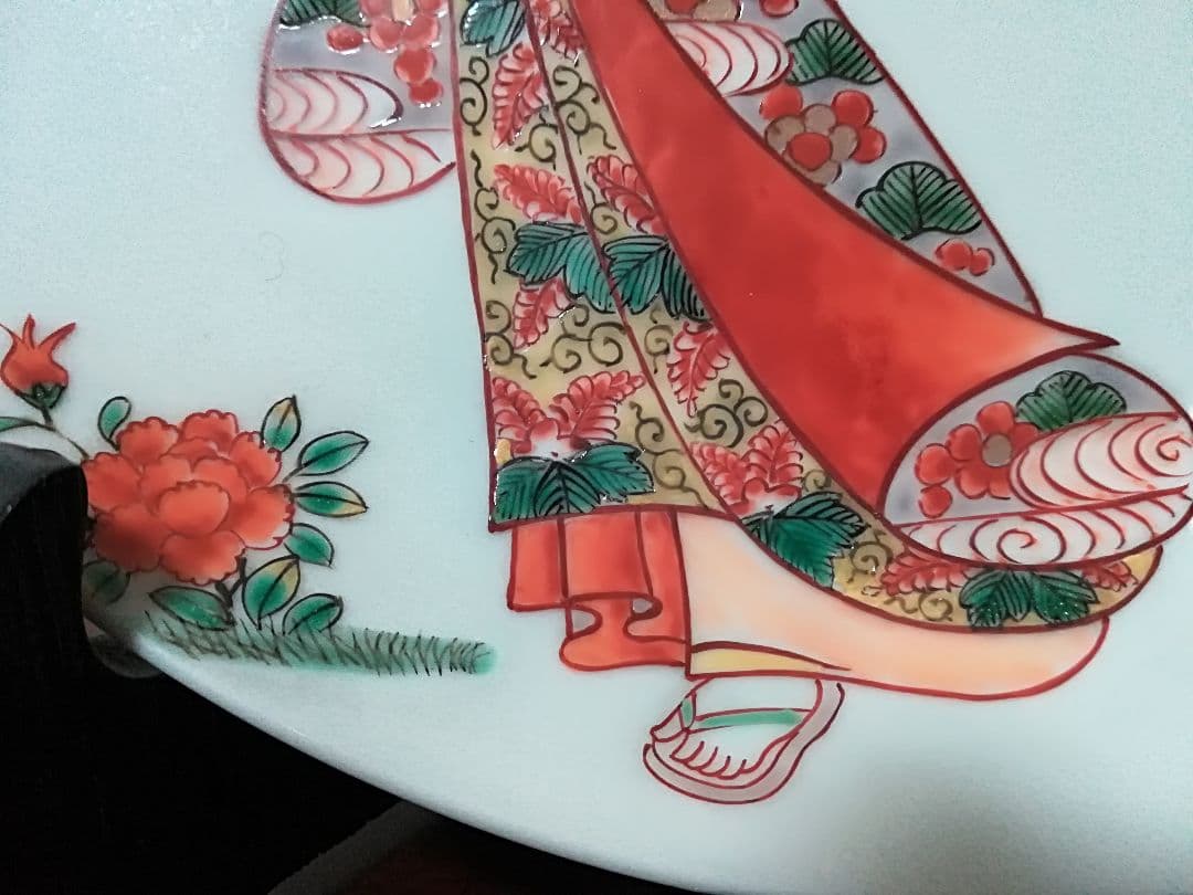 ⭐江戸時代 鍋島藩 御窯絵師 今泉今右衛門の優品 染付色絵磁器 美人図皿 骨董品