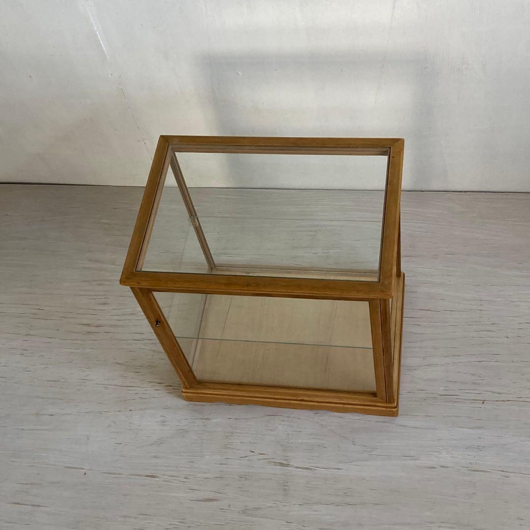 g311 古い木製 ガラスケース 2段 卓上 ショーケース 展示ケース 店舗什器