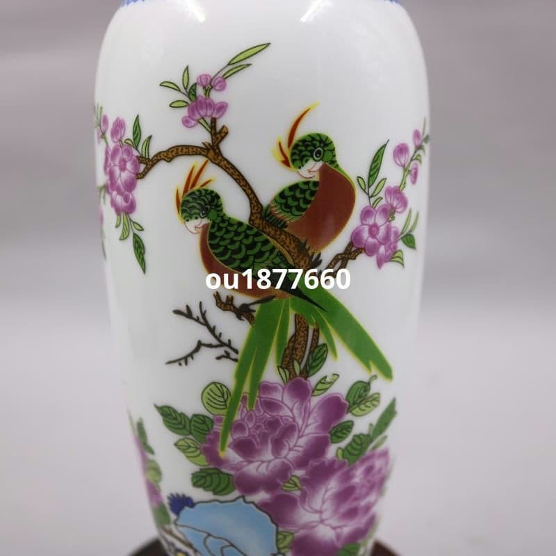 パステルインコ花鳥吉祥紋花瓶 景徳鎮 陶磁器 装飾品 現代工芸品 美術品 置物