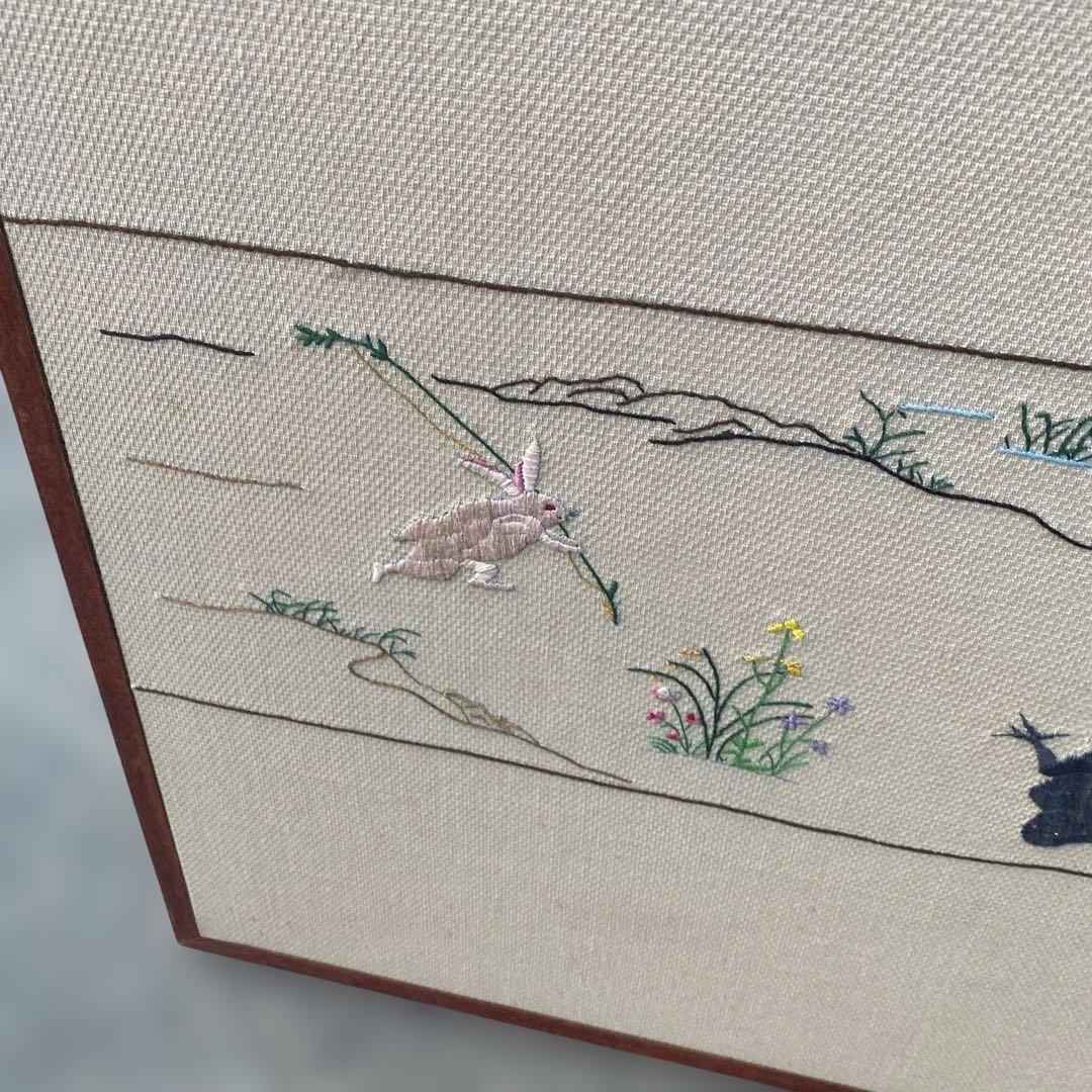 刺繍の動物　鳥獣戯画　風炉先屏風　茶道具