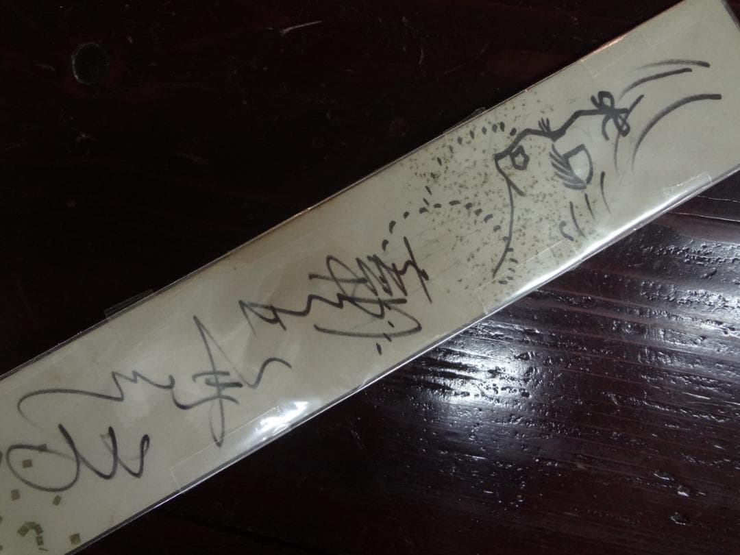 朝丘雪路　　自画像挿絵入りサイン・短冊色紙