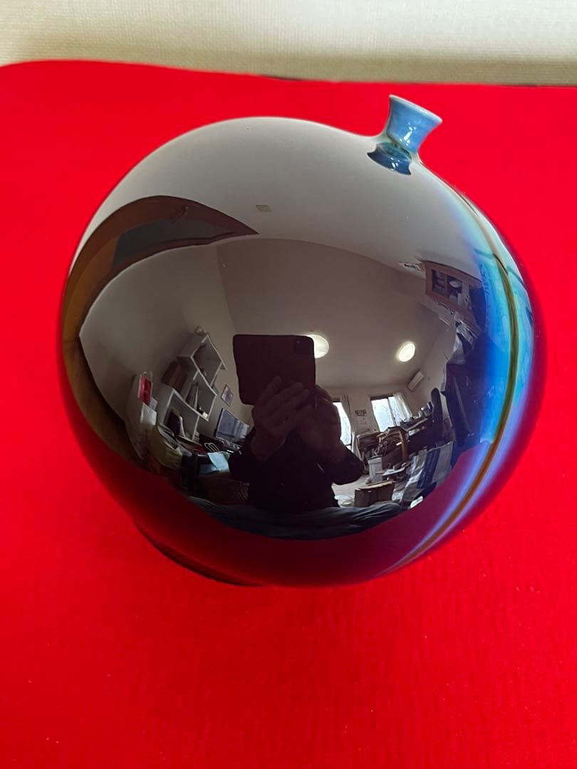 【希少】人間国宝 三代 徳田八十吉 (正彦銘)深厚耀彩 線文 壺 T253