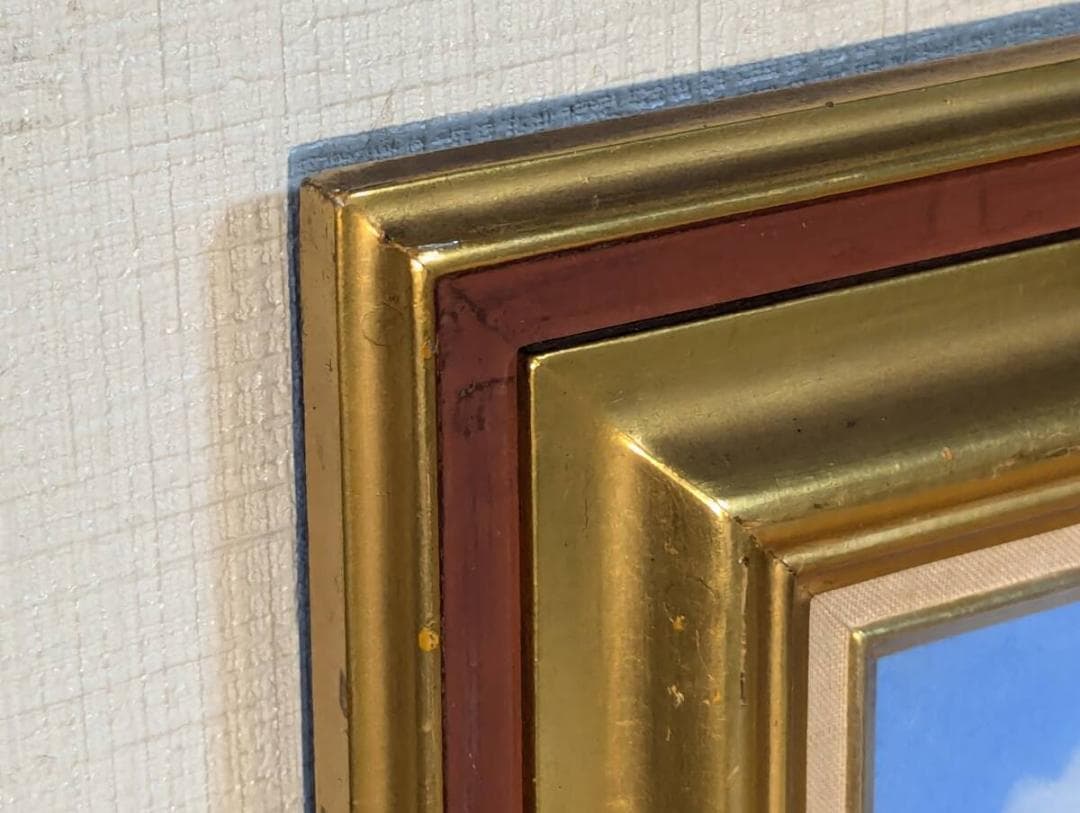 【真作】絵画　西澤栄一　油彩6号　千曲川　色彩豊かな風景　自然の息吹　U44