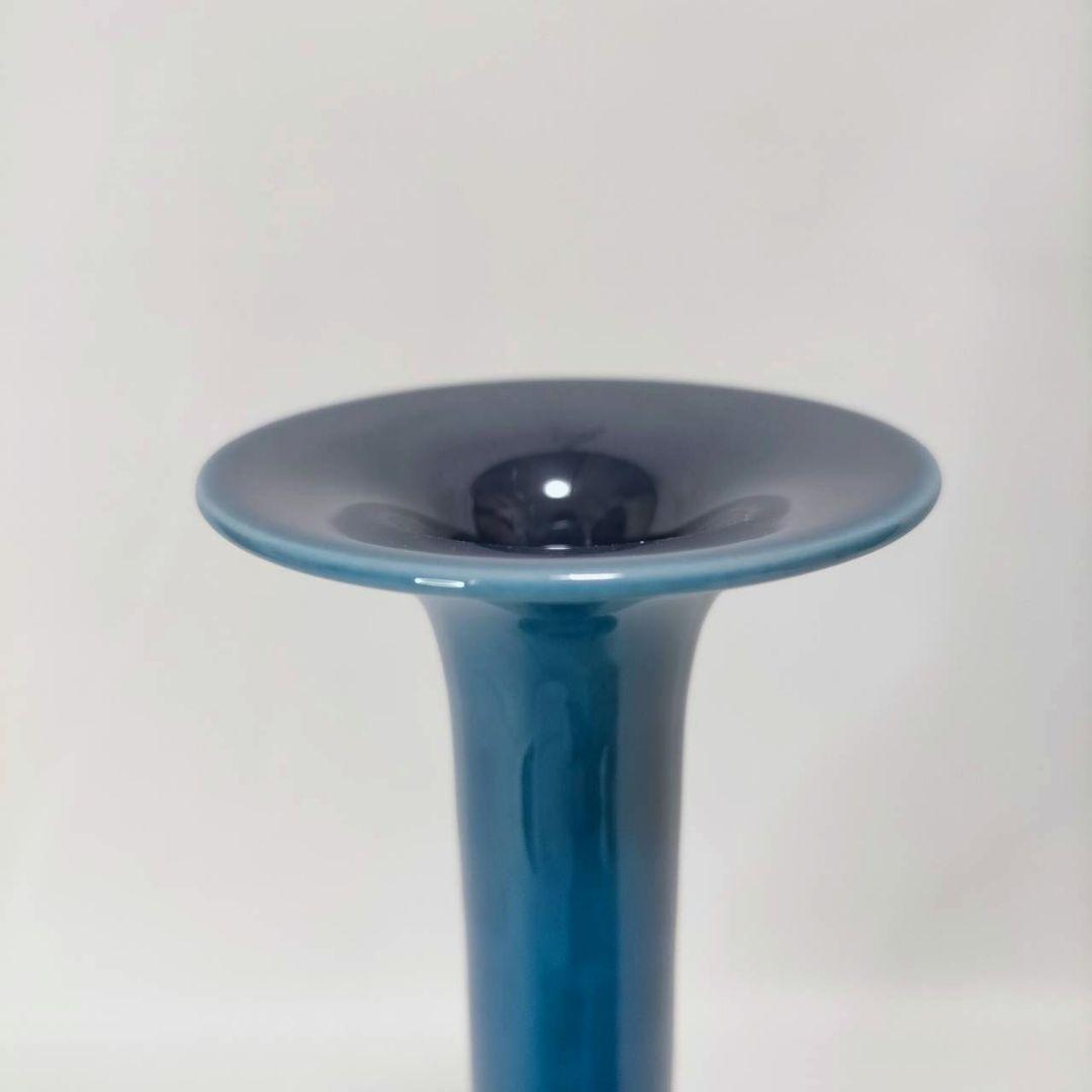 人間国宝 九谷焼 徳田八十吉 花生 柳雨軒 三代徳田八十吉（正彦） 碧明釉