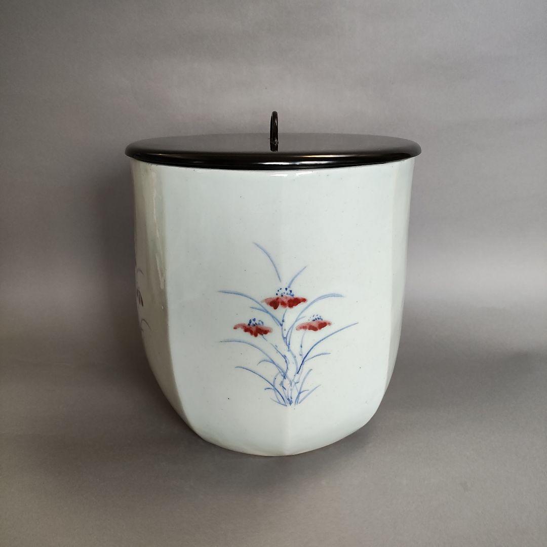 【期限限定品】李殷九　草花文白磁水指　李朝　秋草文