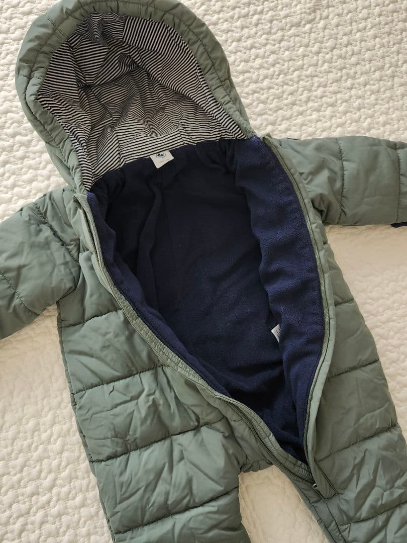 【新品未使用】プチバトー　カバーオール　アウター　12m/74cm　モスグリーン