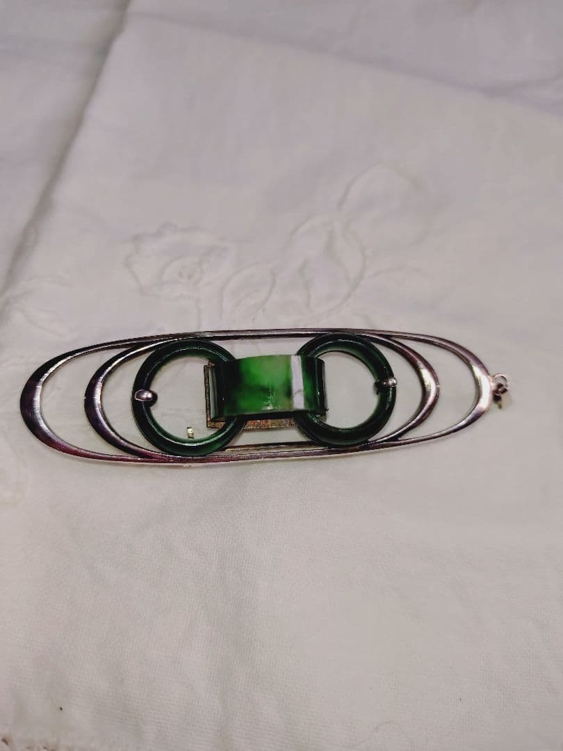 翡翠 ネックレストップ＆ブローチ ２ウェイ シルバー925