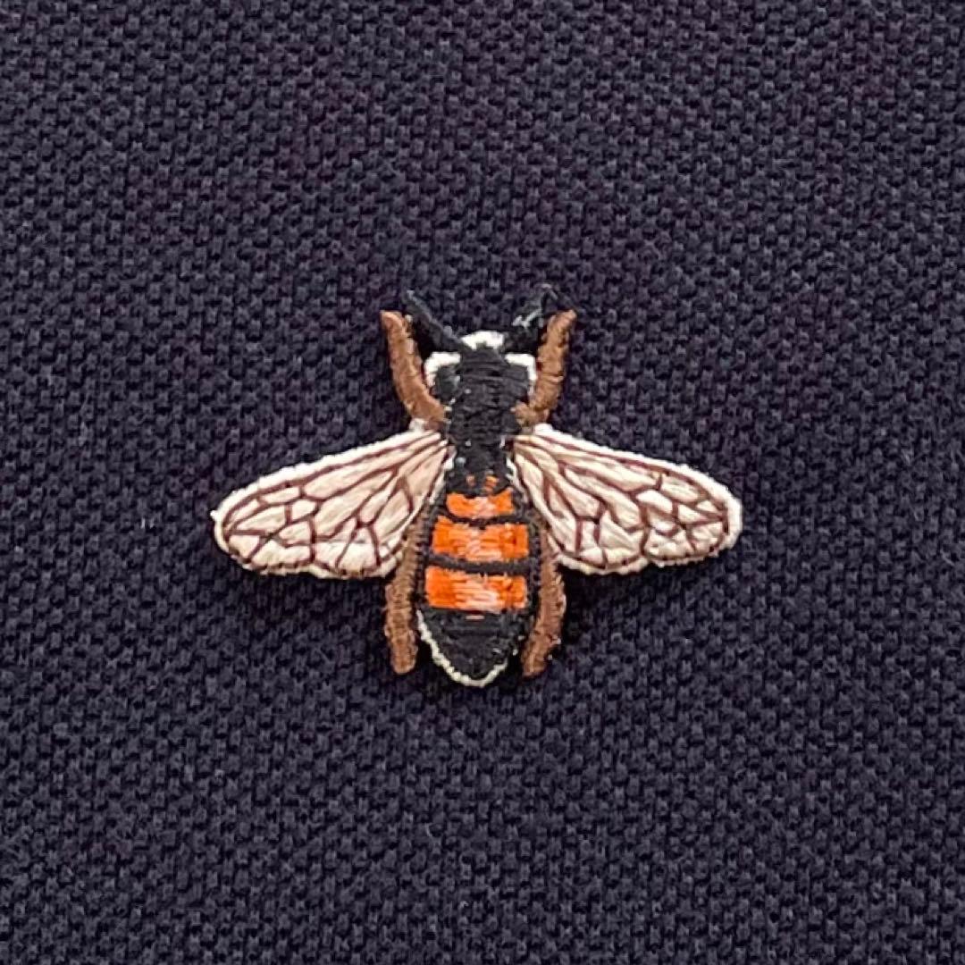 《超美品》GUCCI グッチ ポロシャツ ハチ 蜂 刺繍 ワッペン ネイビー S