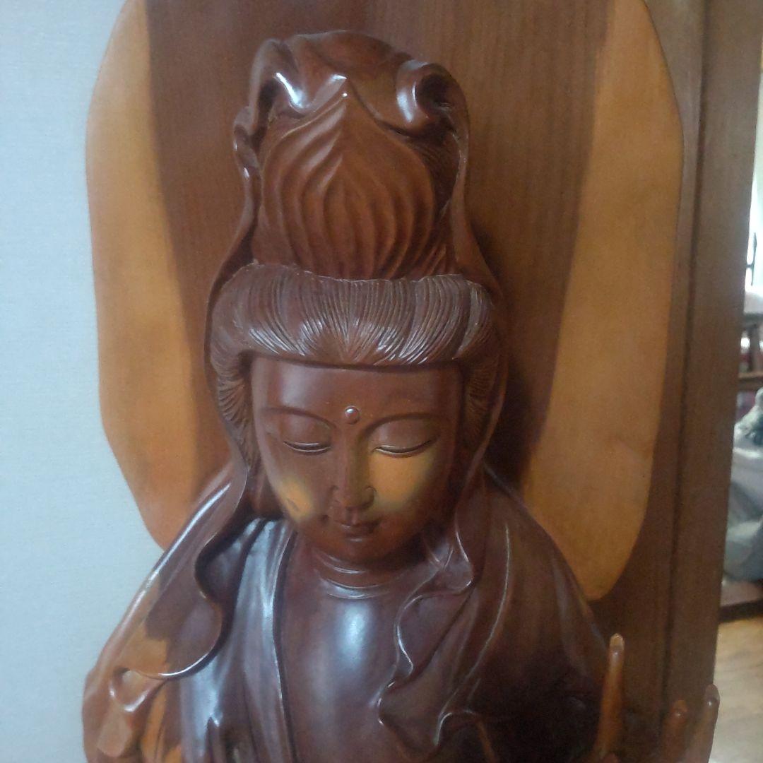 観音菩薩様 約1m 木製 仏像風彫刻 一本の木の根っこで作られてます
