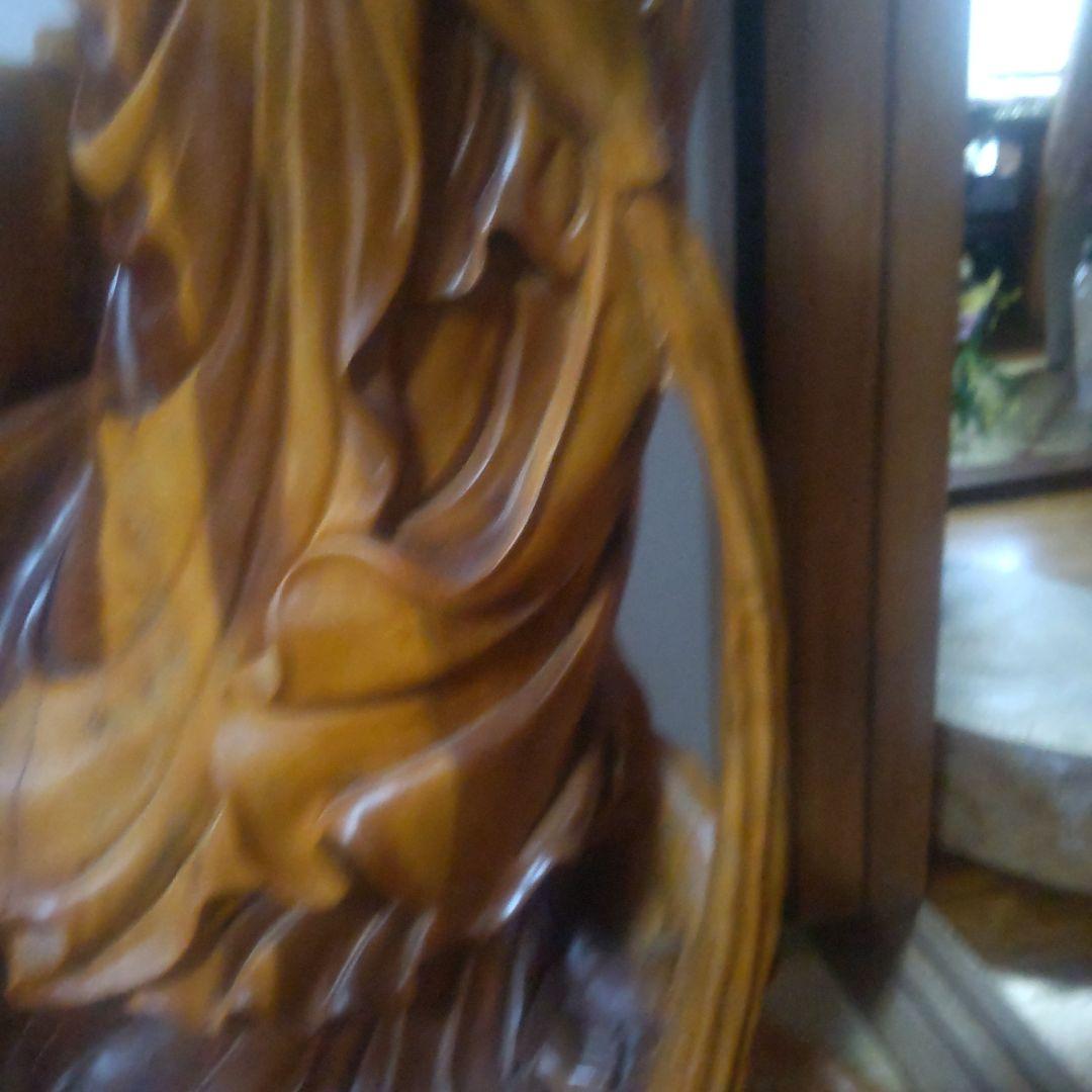 観音菩薩様 約1m 木製 仏像風彫刻 一本の木の根っこで作られてます