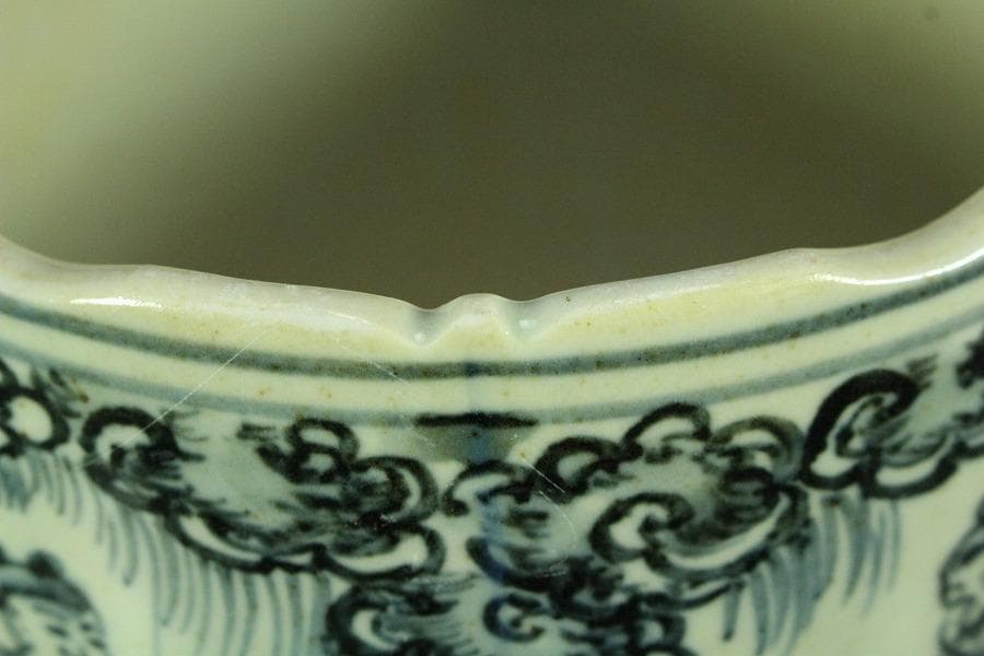 中国美術 青花 人物絵 筆筒 壷(K-LC852)