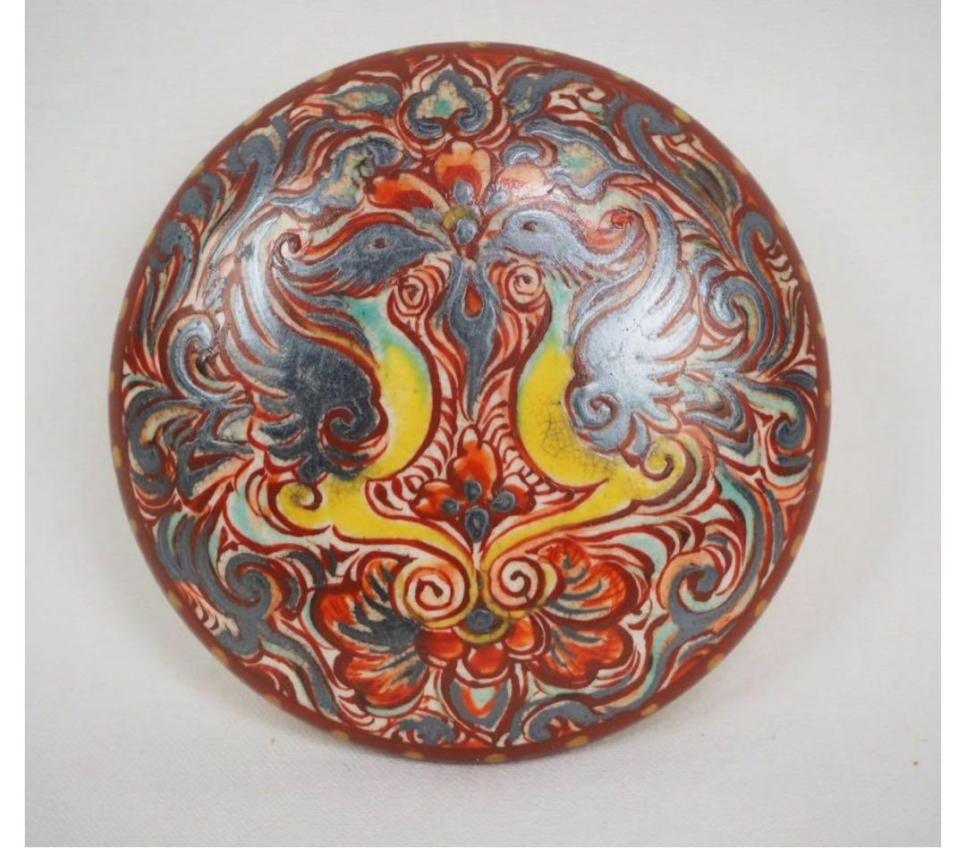 送料無料　古作　銀彩鳳凰文香合　華道具煎茶道具