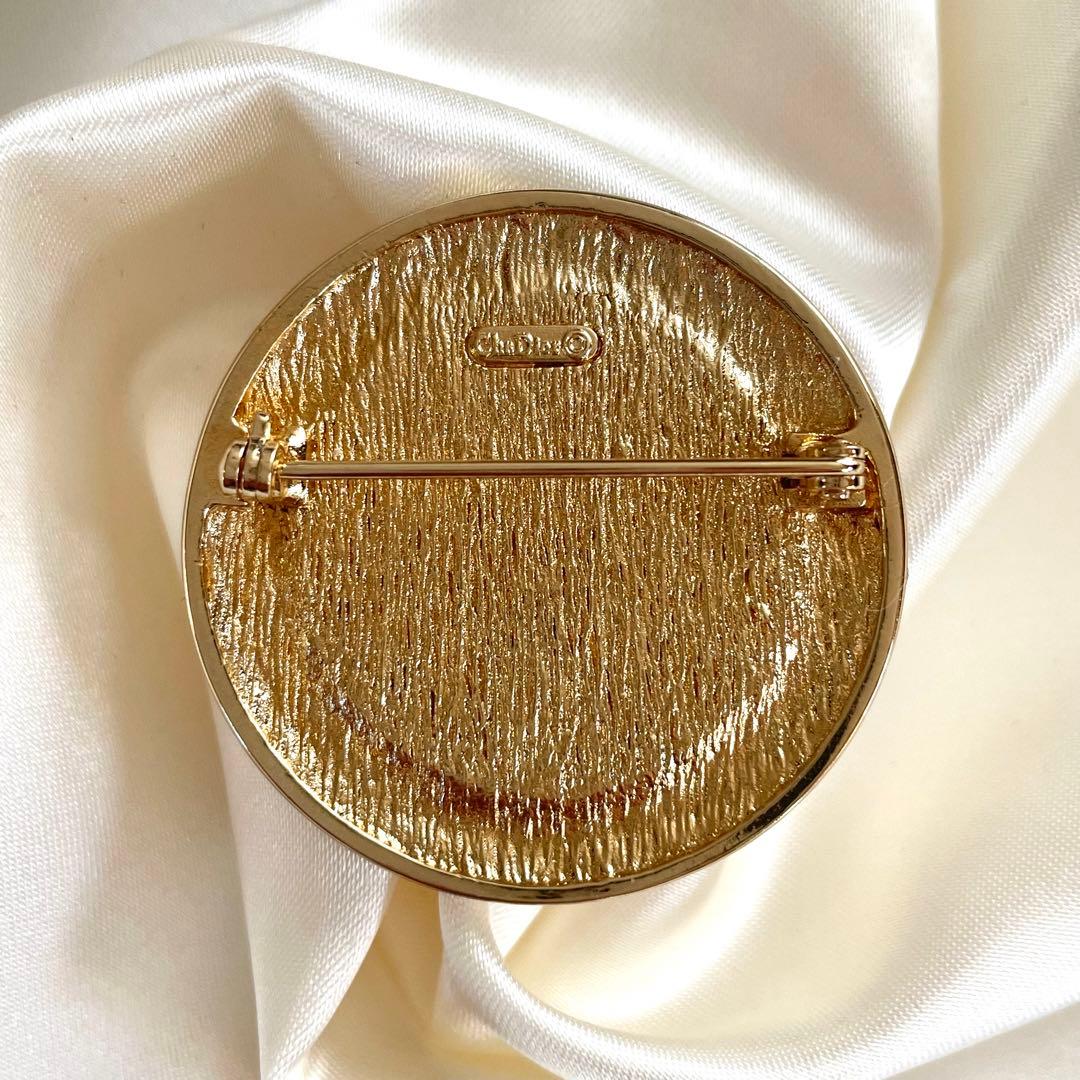 美品　Christian Dior ディオール　ブローチ　CD ロゴ　ゴールド