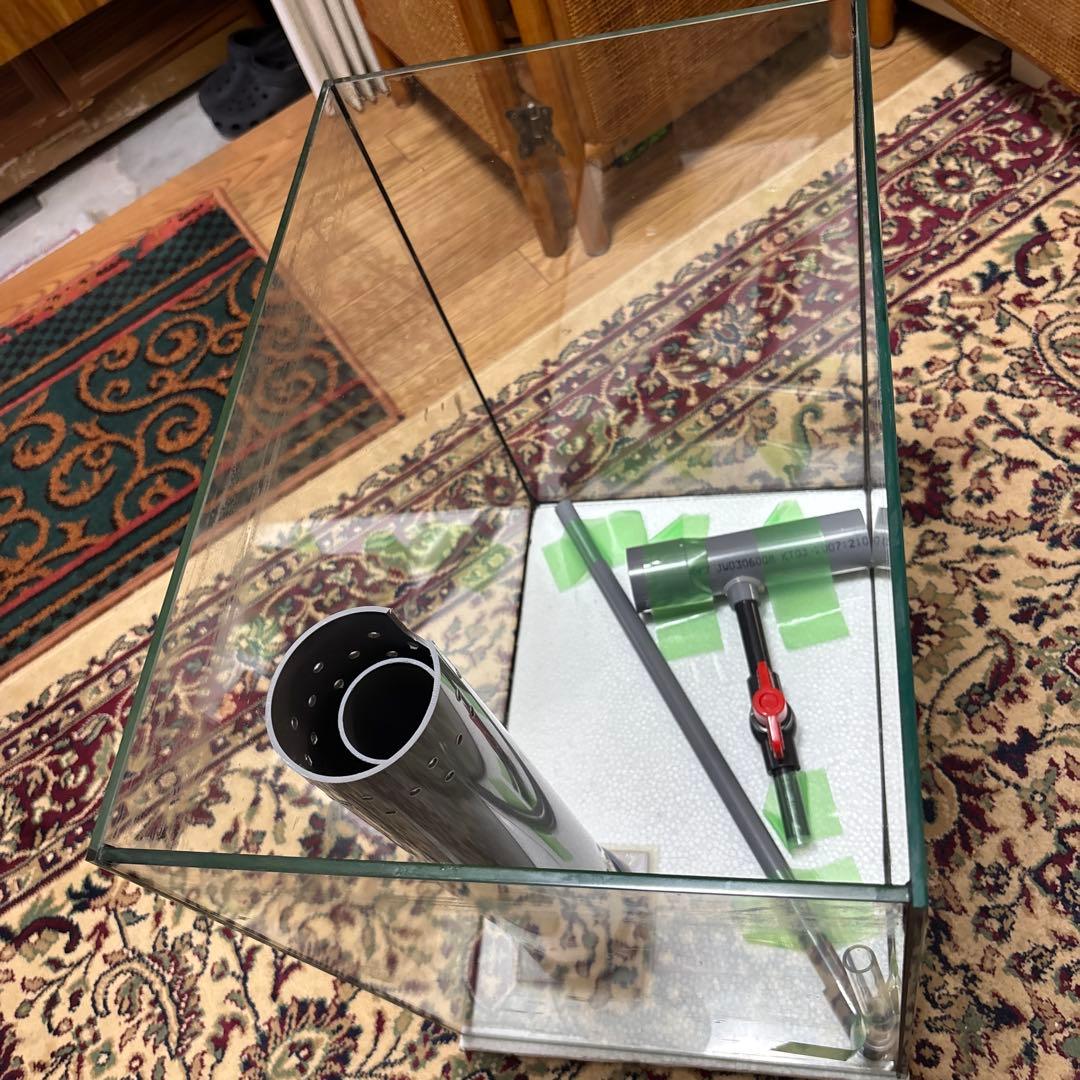 【引取限定】45㎝ オーバーフロー水槽 ガラス製 パイプ付き