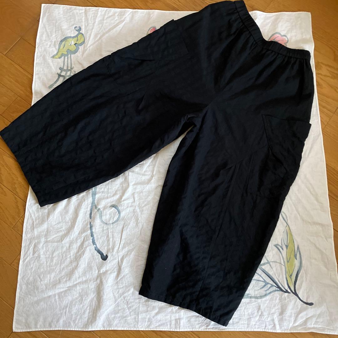 kazuringo様！ 慈雨　ポケットアクセント　　　凸凹生地のコクーンパンツ