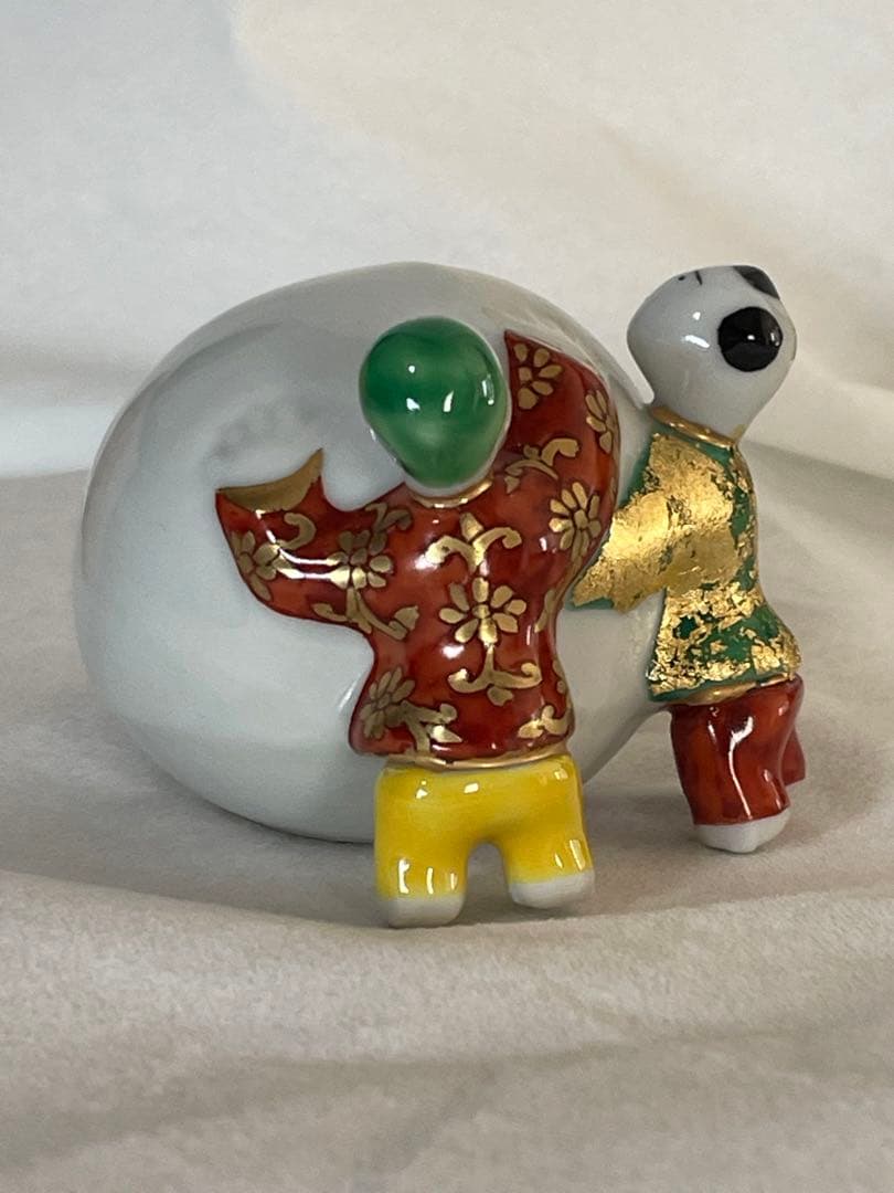 茶道具 蓋置(ふたおき) 蓋置 色絵 雪ダルマ 二閑人