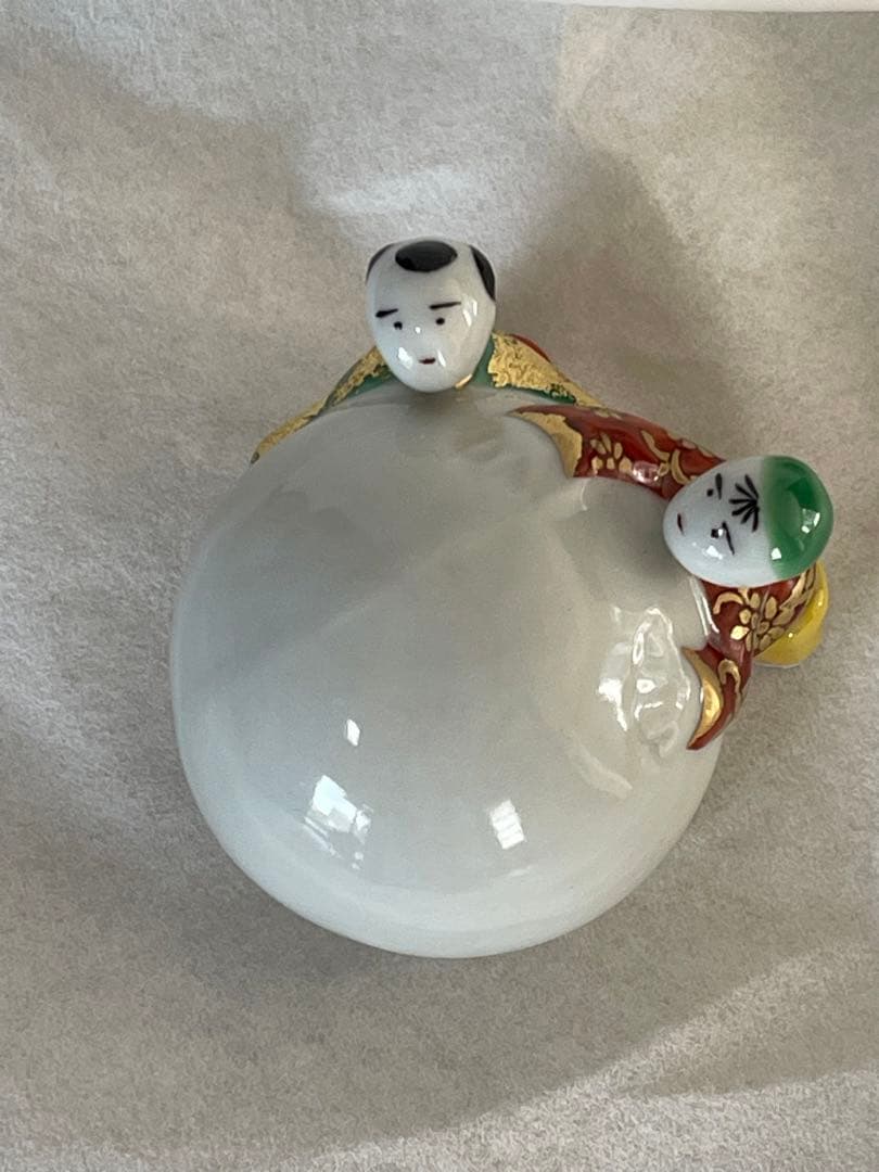 茶道具 蓋置(ふたおき) 蓋置 色絵 雪ダルマ 二閑人