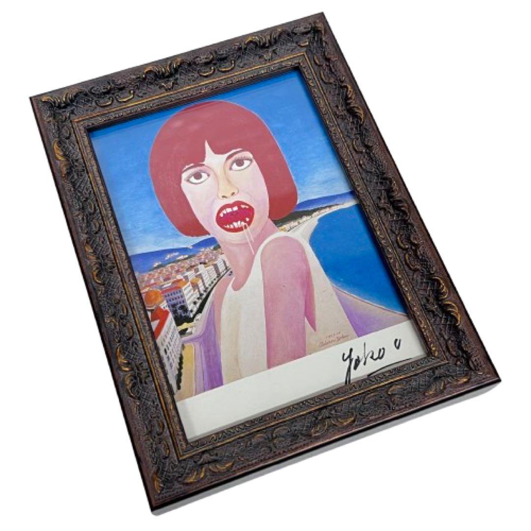 直筆サイン入り！横尾忠則ピンクガールズ「よだれ」ポストカード mi084