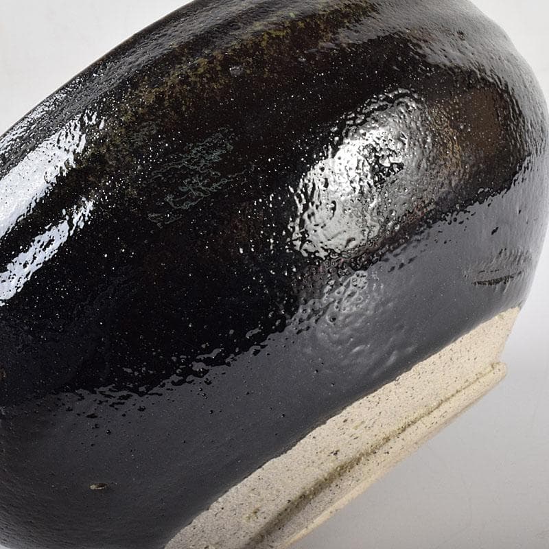 茶道具　芳幽軒　加藤石春作　黒楽菓子器　共箱　M　R7752