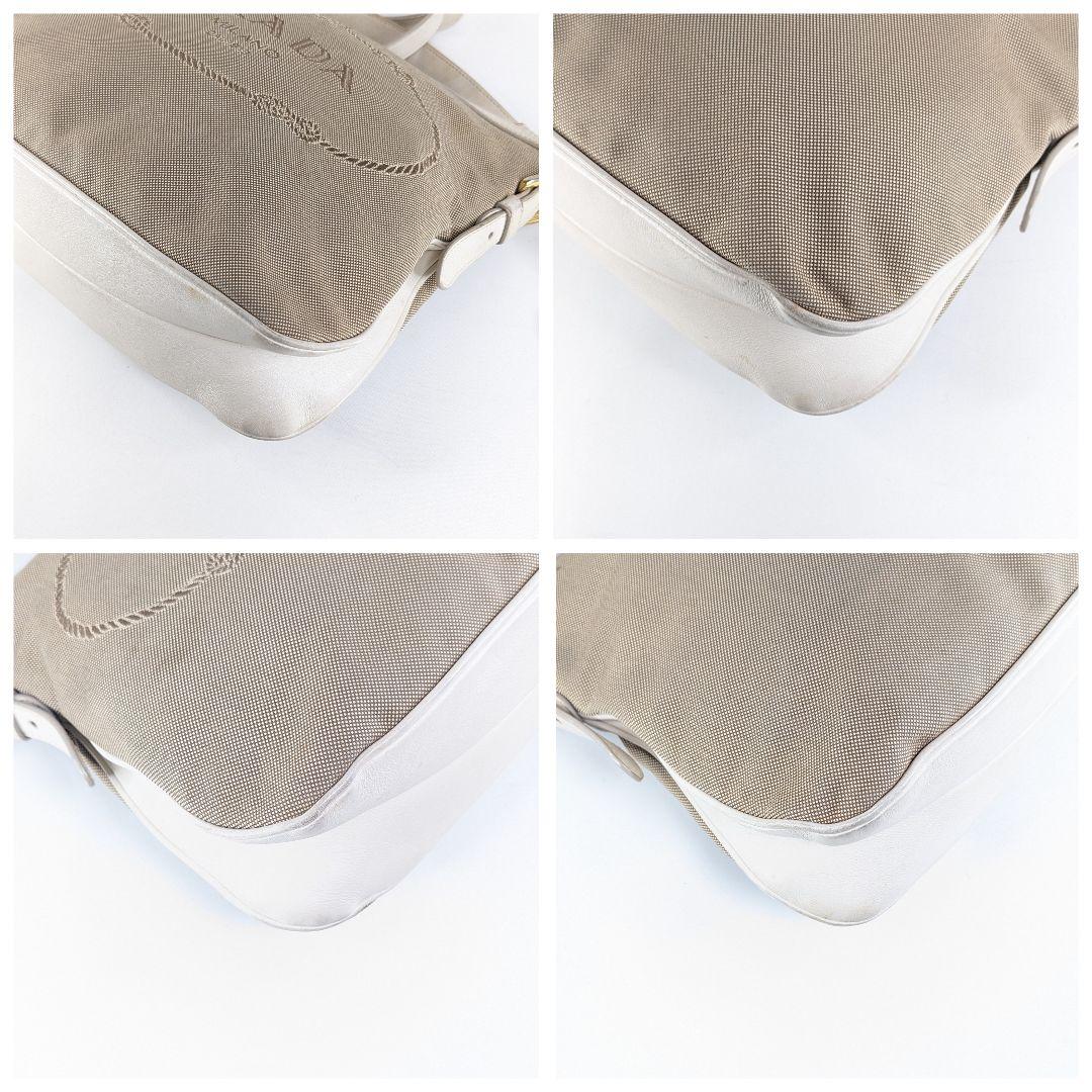 PRADA　プラダ　ショルダーバッグ　キャンバス　レザー　ロゴ ジャガード