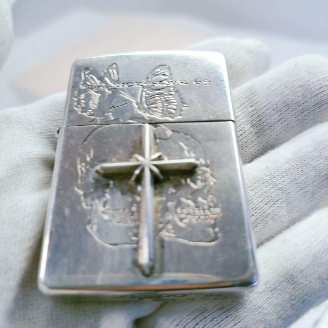 ZIPPO silver 十字架 スカル 蝶々 写真を追加