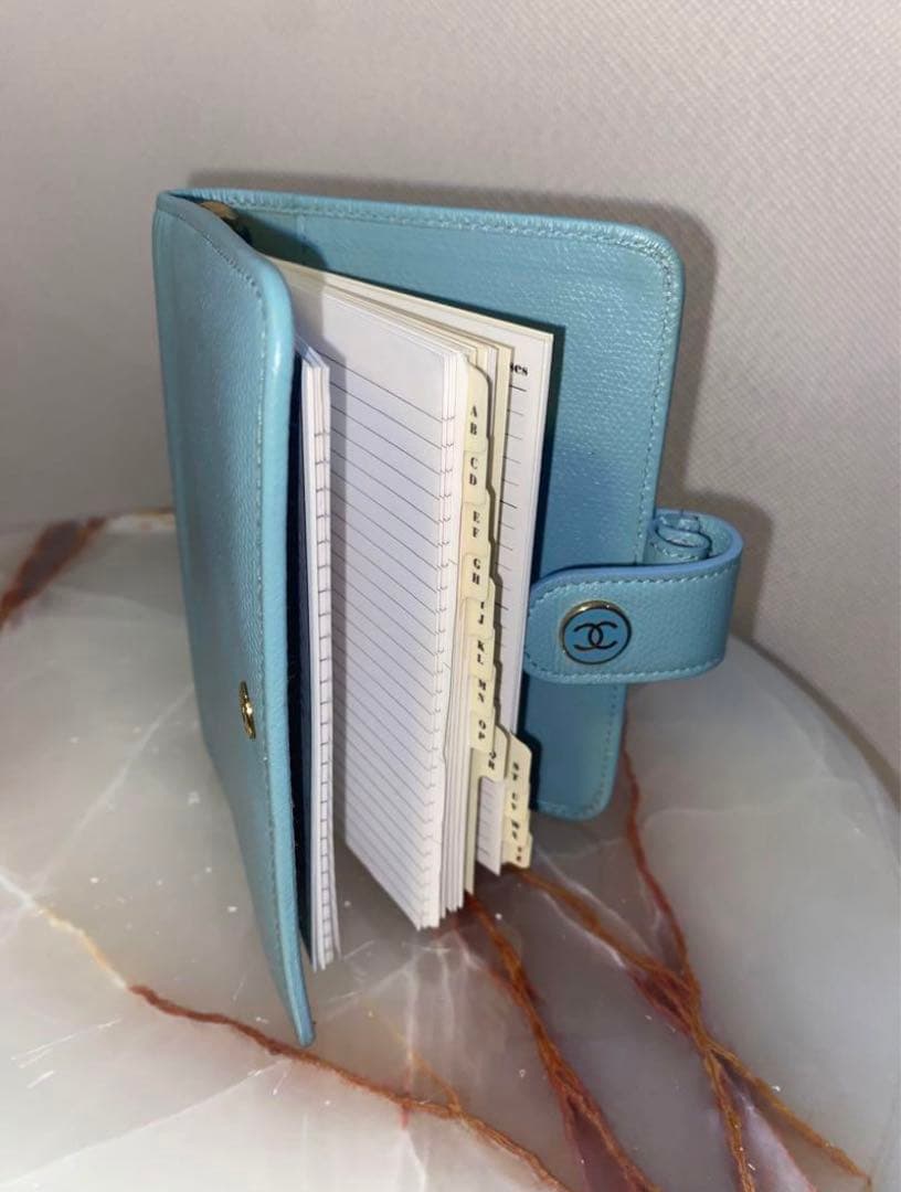 mumu 未使用 CHANELシャネル 水色レザー 手帳 希少色