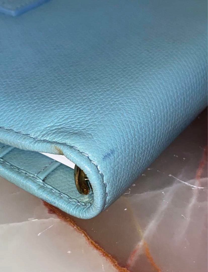 mumu 未使用 CHANELシャネル 水色レザー 手帳 希少色