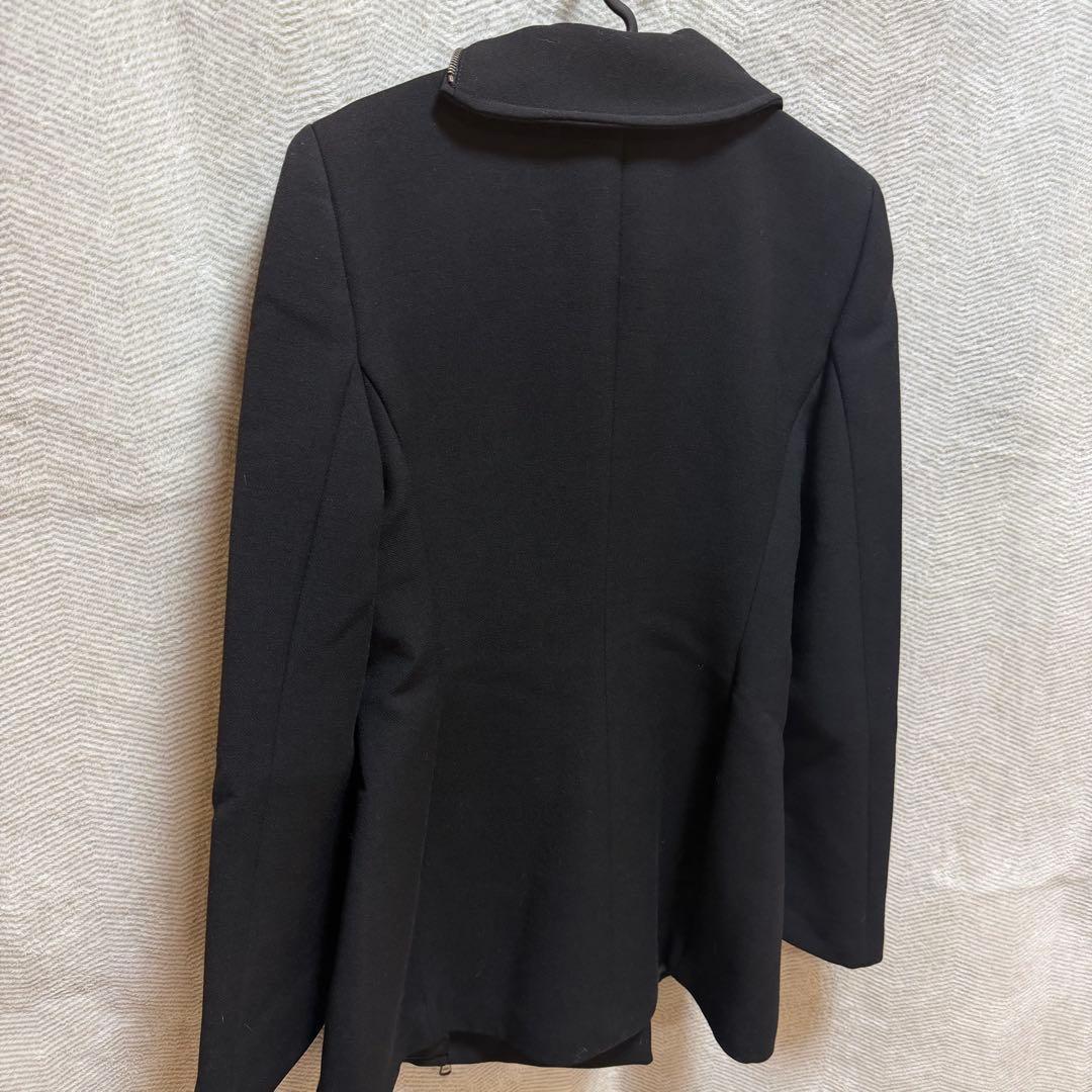 極美品ジョルジオアルマーニ 黒タグ ジップアップコート 2wayネック ブラック