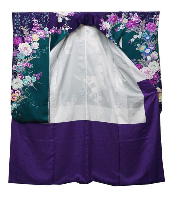 もりはなえ　振袖　 豪華な色柄　紋意匠生地 　身丈166cm 　ガード加工済