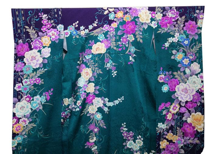 もりはなえ　振袖　 豪華な色柄　紋意匠生地 　身丈166cm 　ガード加工済