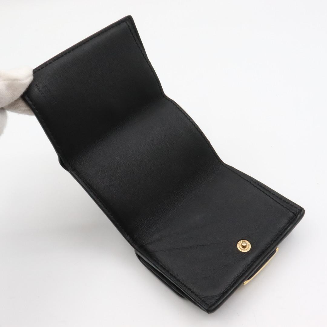 美品　フェンディ　ズッカ　レザー　コンパクト　財布　ブラック