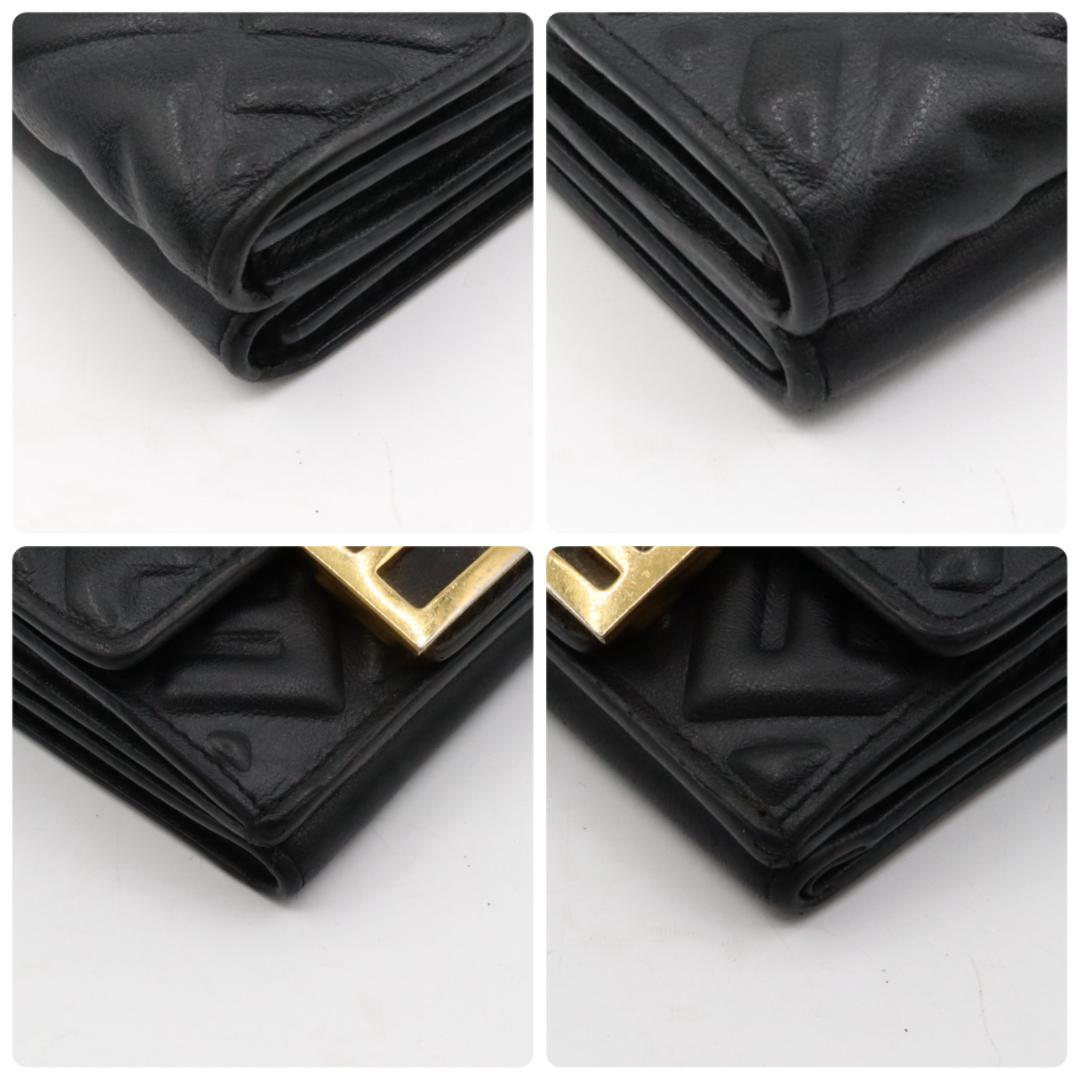 美品　フェンディ　ズッカ　レザー　コンパクト　財布　ブラック