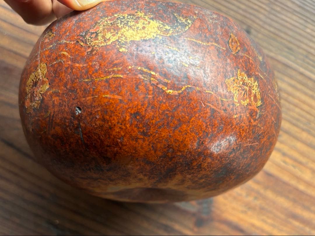 瓢箪胎漆器　装飾的な漆器ボウル 東南アジア