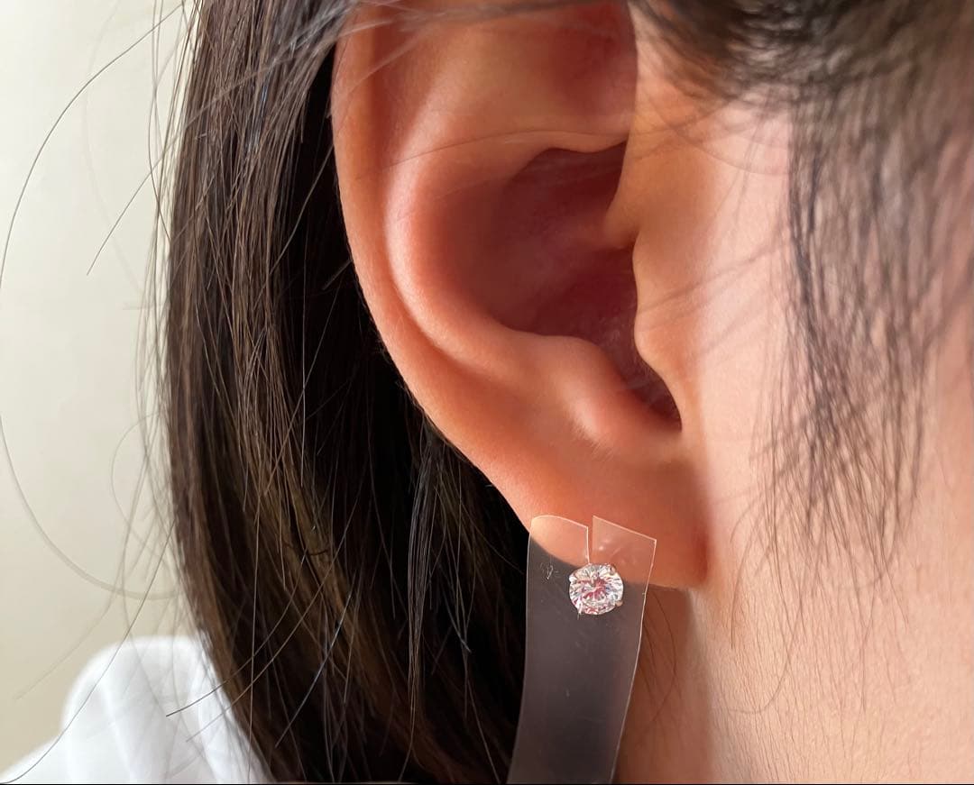 まさみ様用CZダイヤモンド スタッドピアス K14WG 14金 一粒ダイヤモンド