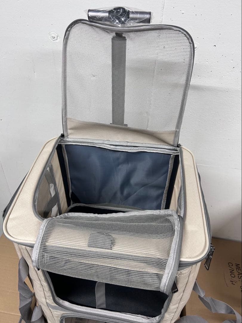 新品　未使用　猫用　犬用　ペットカート ベージュ　ペットキャリー　2匹