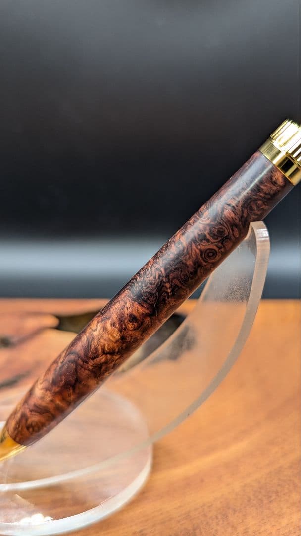 580超極上　ホンジュラスローズウッド　瘤杢　木軸シャーペン　ボールペン