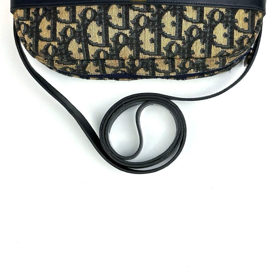 【美品】ディオール　ショルダーバッグ　トロッター　総柄　キャンバス　レザー　濃紺