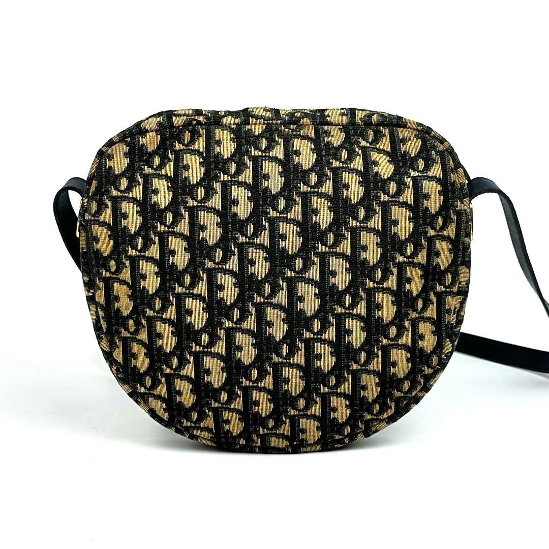 【美品】ディオール　ショルダーバッグ　トロッター　総柄　キャンバス　レザー　濃紺