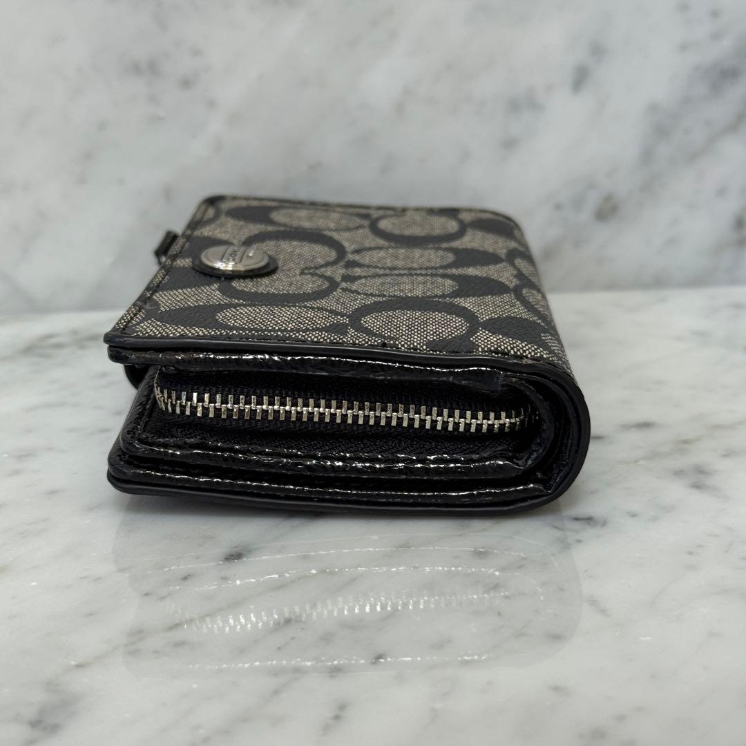 新品 未使用 COACH コーチ 二つ折り財布 ブラック 黒 本革 レザー