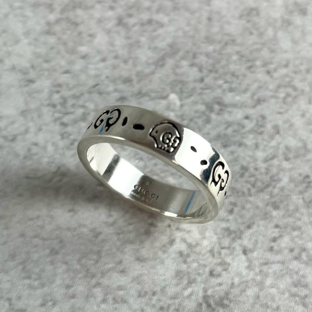 希少21号✨極美品 GUCCI ゴースト ワイド シルバー リング 925