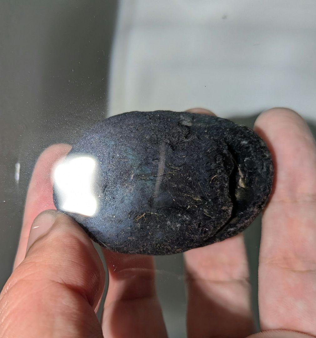 原石　十勝石玲瓏　ブルーベースレインボーオブシディアン　超特級品