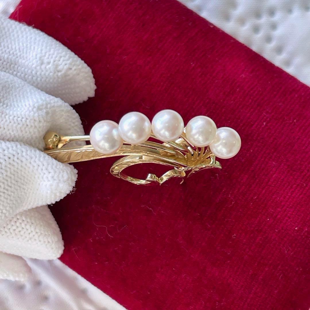 極美品 ミキモトMIKIMOTO パール ブローチ ゴールド K14 人気