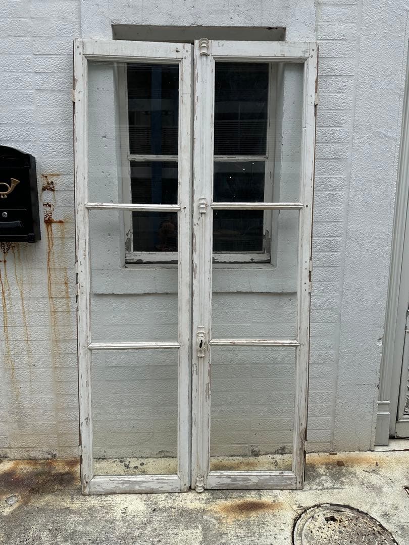 木製アンティーク窓 ガラス入り ホワイト